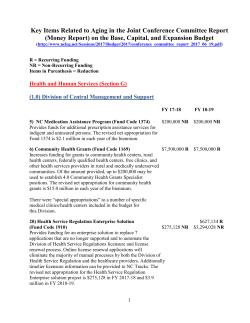 Key Items Related to Aging in the Joint Conference Committee