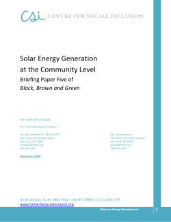 Solar Energy Generation at the Community Level