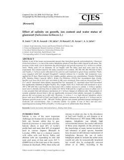 Effect of salinity on growth, ion content and water status of glasswort