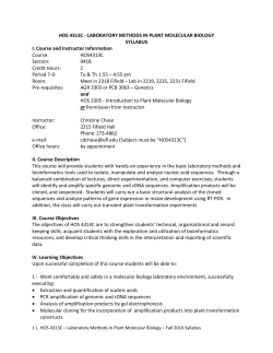 HOS 4313C - LABORATORY METHODS IN PLANT MOLECULAR