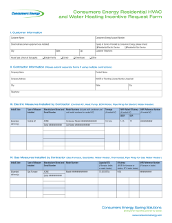 Consumers Energy Residential HVAC and Water Heating Incentive