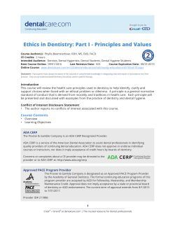 ce510 - Ethics in Dentistry - Dental Care Resources from Crest and