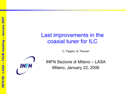 INFN MI - LASA &ndash; T4CM meeting &ndash; January 2007