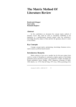 The Matrix Method Of Literature Review