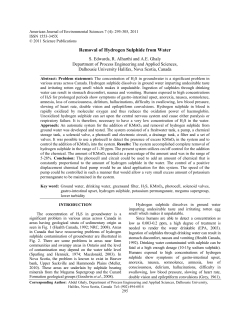 Removal of Hydrogen Sulphide from Water
