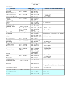 Critical Laboratory Values