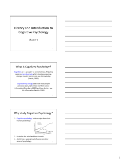 History and Introduction to Cognitive Psychology