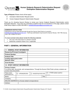 Human Subjects Research Determination Request / Exemption