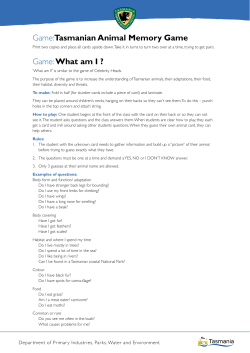 Game:Tasmanian Animal Memory Game Game:What am I ?