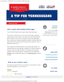 CORRECTED Tip: Sweet benefits of healthy blood sugar