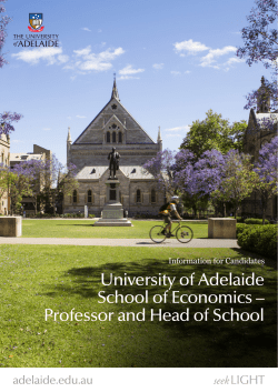 University of Adelaide School of Economics &ndash; Professor and Head of