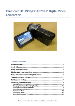 Panasonic HC-X900/HC-X920 HD Digital Video Camcorders