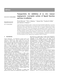 Nanoparticles for inhibition of in vitro tumour angiogenesis