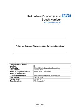 Policy for Advance Statements and Advance Decisions