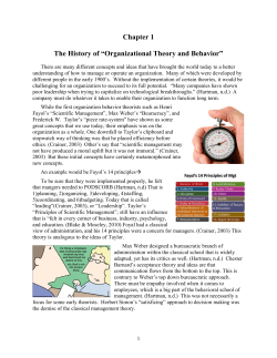 Chapter 1 The History of &ldquo;Organizational Theory and Behavior&rdquo;