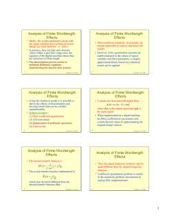 Analysis of Finite Wordlength Effects Analysis of Finite Wordlength