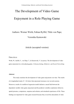 The Development of Video Game Enjoyment in a Role Playing Game