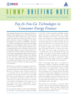 Pay-As-You-Go Technologies in Consumer Energy Finance