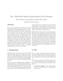 Dat - Distributed Dataset Synchronization And Versioning
