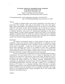 Net Energy Analysis For Sustainable Energy Production From