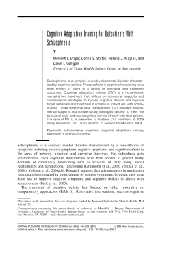 Cognitive Adaptation Training for Outpatients With Schizophrenia