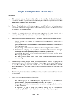 Policy for Recording Educational Activities 2016/17