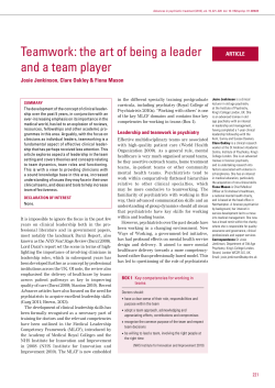 Teamwork: the art of being a leader and a team player