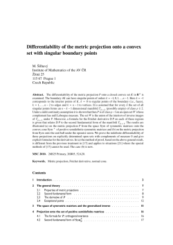 Differentiability of the metric projection onto a convex set with