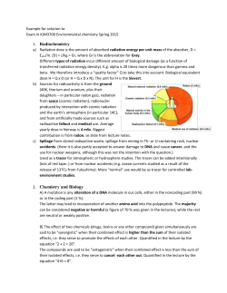 Example for solution to Exam in KJM3700 Environmental chemistry