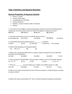 General Properties of Aqueous Solution
