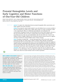 Prenatal Hemoglobin Levels and Early Cognitive and