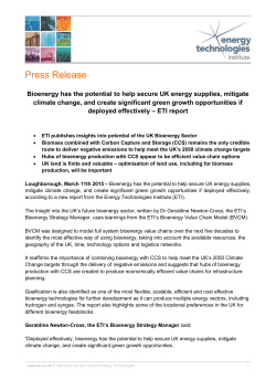 Press Release - Energy Technologies Institute