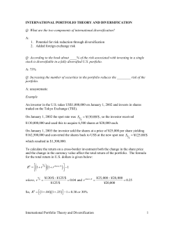 international portfolio theory and diversification