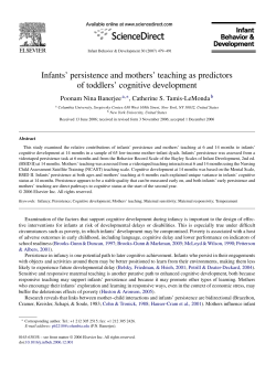 Infants` persistence and mothers` teaching as