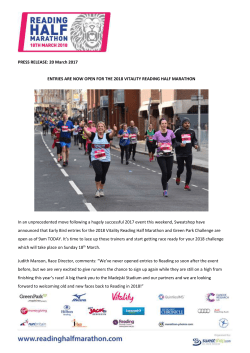 entries are now open for the 2018 vitality reading half marathon