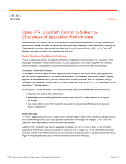 Cisco PfR: Use Path Control to Solve the Challenges of Application