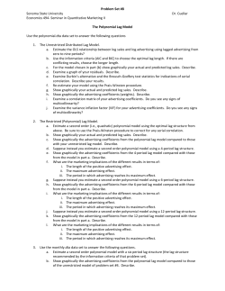 Seminar in Quantitative Marketing II The Polynomial Lag Mod