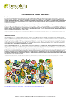 Biosafety AS - The labelling of GM foods in South Africa