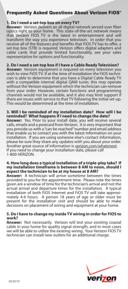 Frequently Asked Questions About Verizon FiOS&reg;