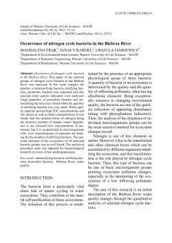 INTRODUCTION Occurrence of nitrogen cycle bacteria in the