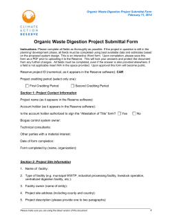 Organic Waste Digestion (OWD) Project Submittal Form