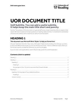 UoR Report - University of Reading