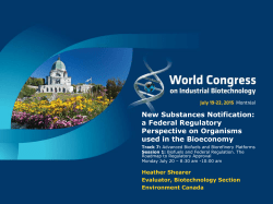 New Substances Notification - Biotechnology Industry Organization