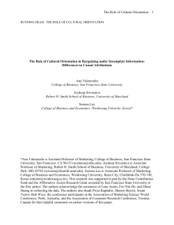 The Role of Cultural Orientation 1 The Role of