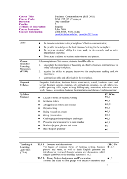 Course Title: Business Communication (Fall 2011) Course Code