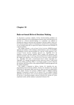 Chapter 10 Rule-set-based Bi-level Decision Making