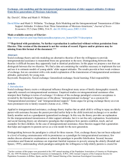 Exchange, role modeling and the intergenerational