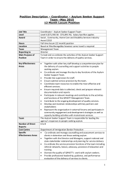 Coordinator &ndash; Asylum Seeker Support Team &ndash;May 2015 12