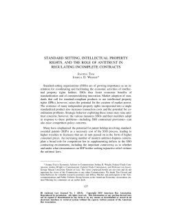 Standard Setting, Intellectual Property Rights, and the Role of