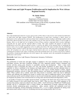 Small Arms and Light Weapons Proliferation and Its Implication for